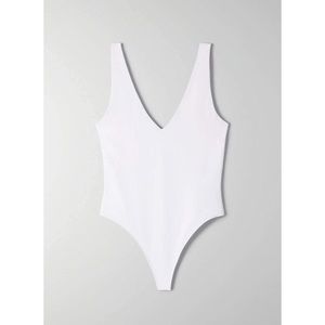 Aritzia Babaton Contour V-Neck Bodysuit White XS